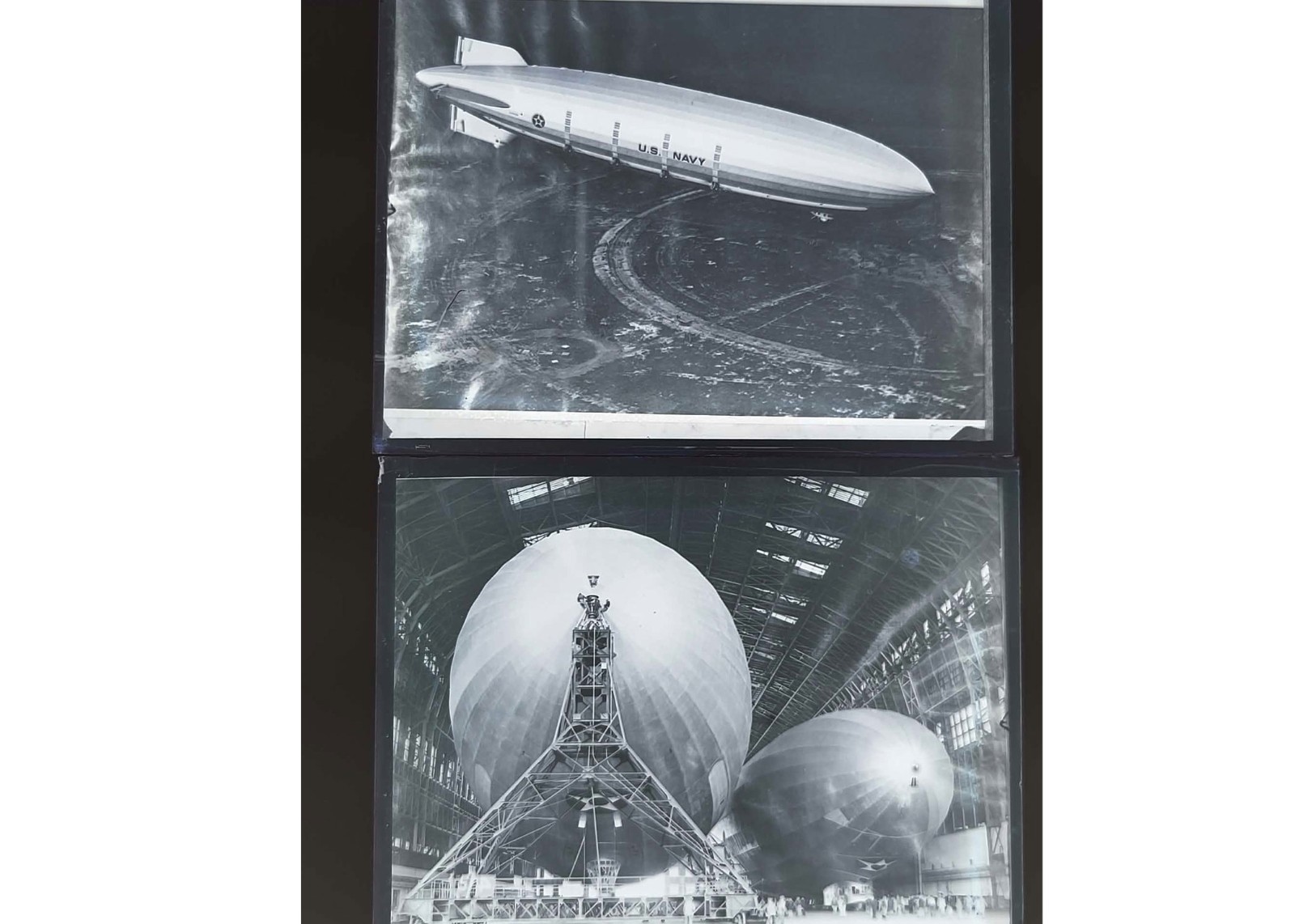 1931 USS Akron ZRS-4 Airship Flight & Lakehurst Hangar Glass Negatives (2) OOAK