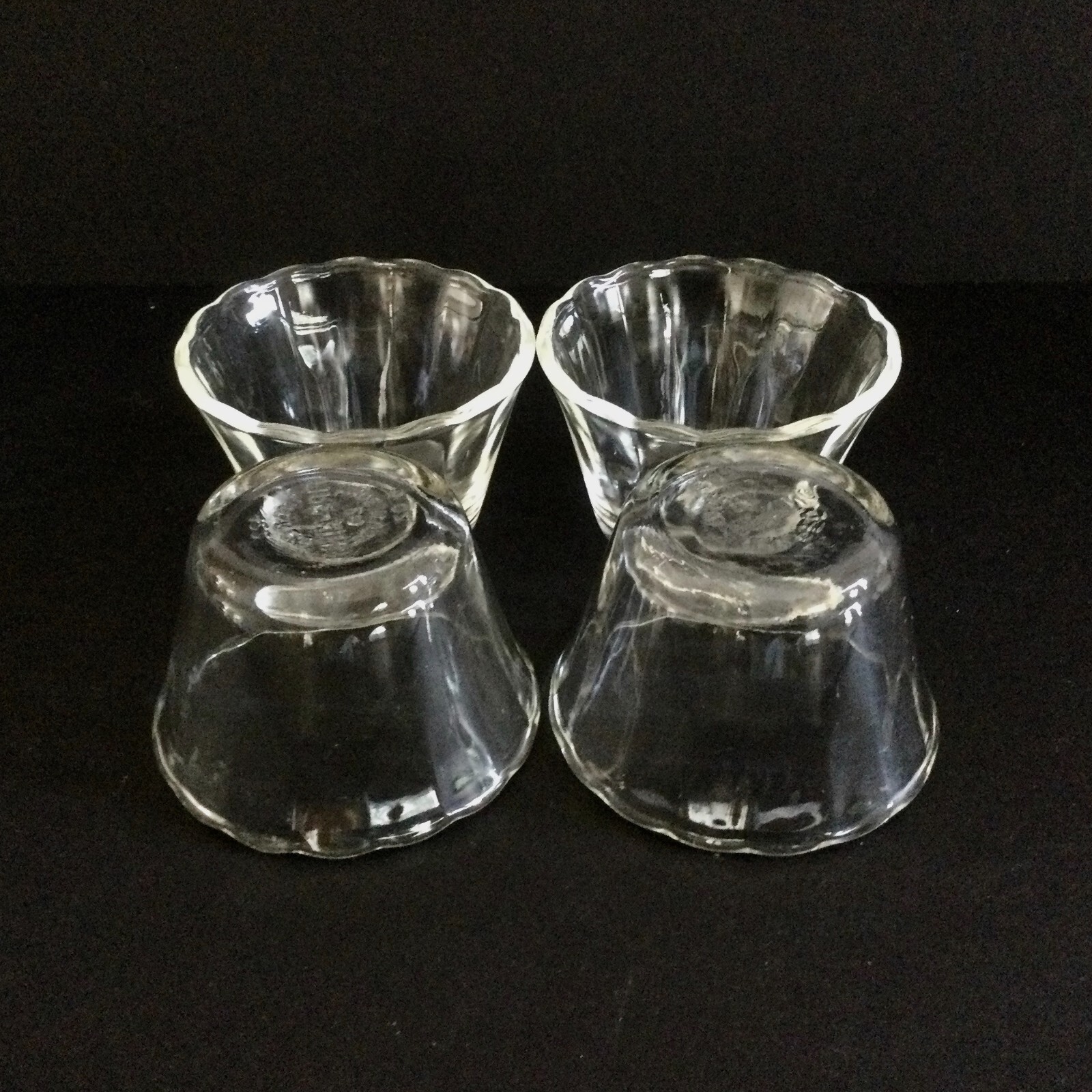 4 Vintage Fire King Small Clear Scallop Rimmed Glass Dessert/Custard Bowls 5 oz