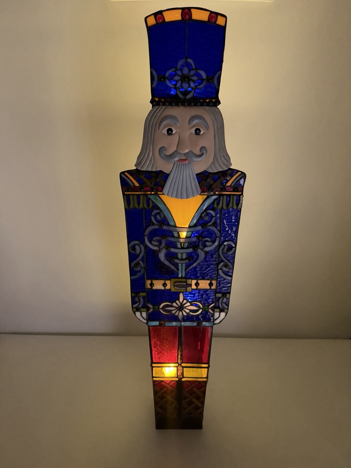 Nutcracker Stained Glass Soldier Candle Tea Light Holder 34.5