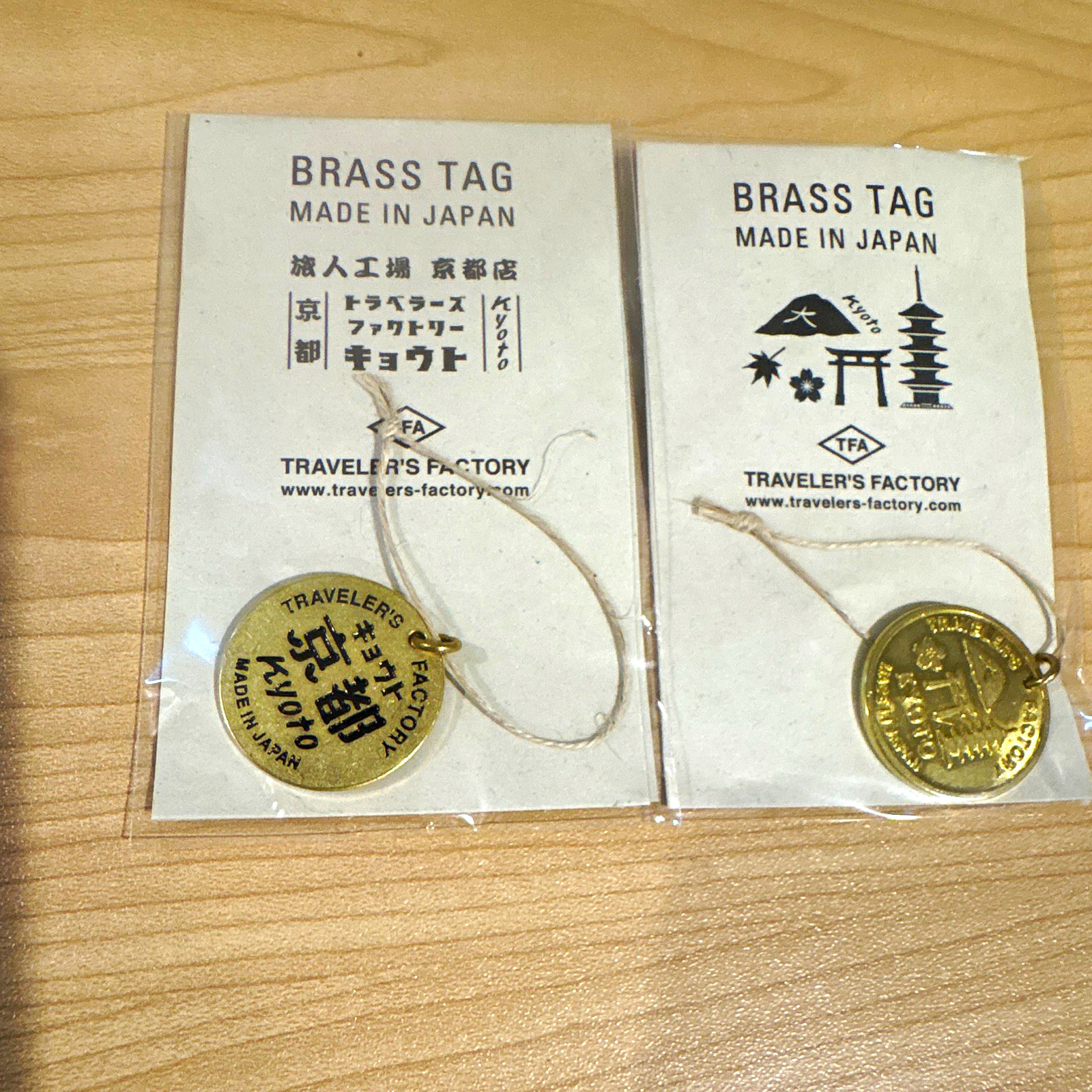 Traveler's Factory KYOTO Edition Brass Tag Charm SET (Text & Icon)