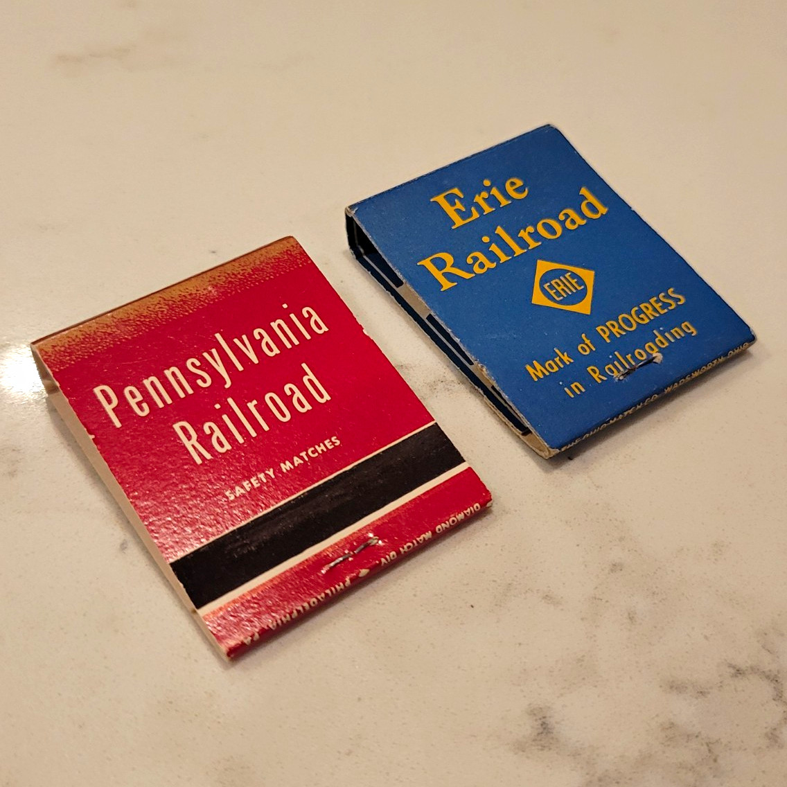 Pennsylvania Railroad & Erie Railroad Safety Matchbooks Lot of 2