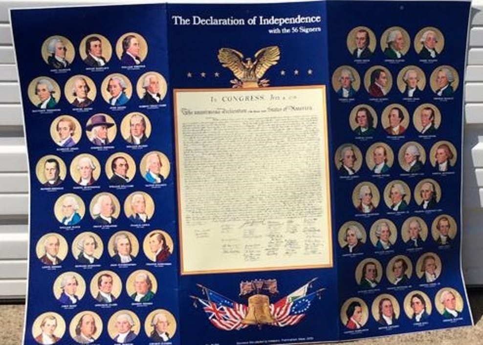 Vintage Declaration of Independence Cardboard Poster with Signers