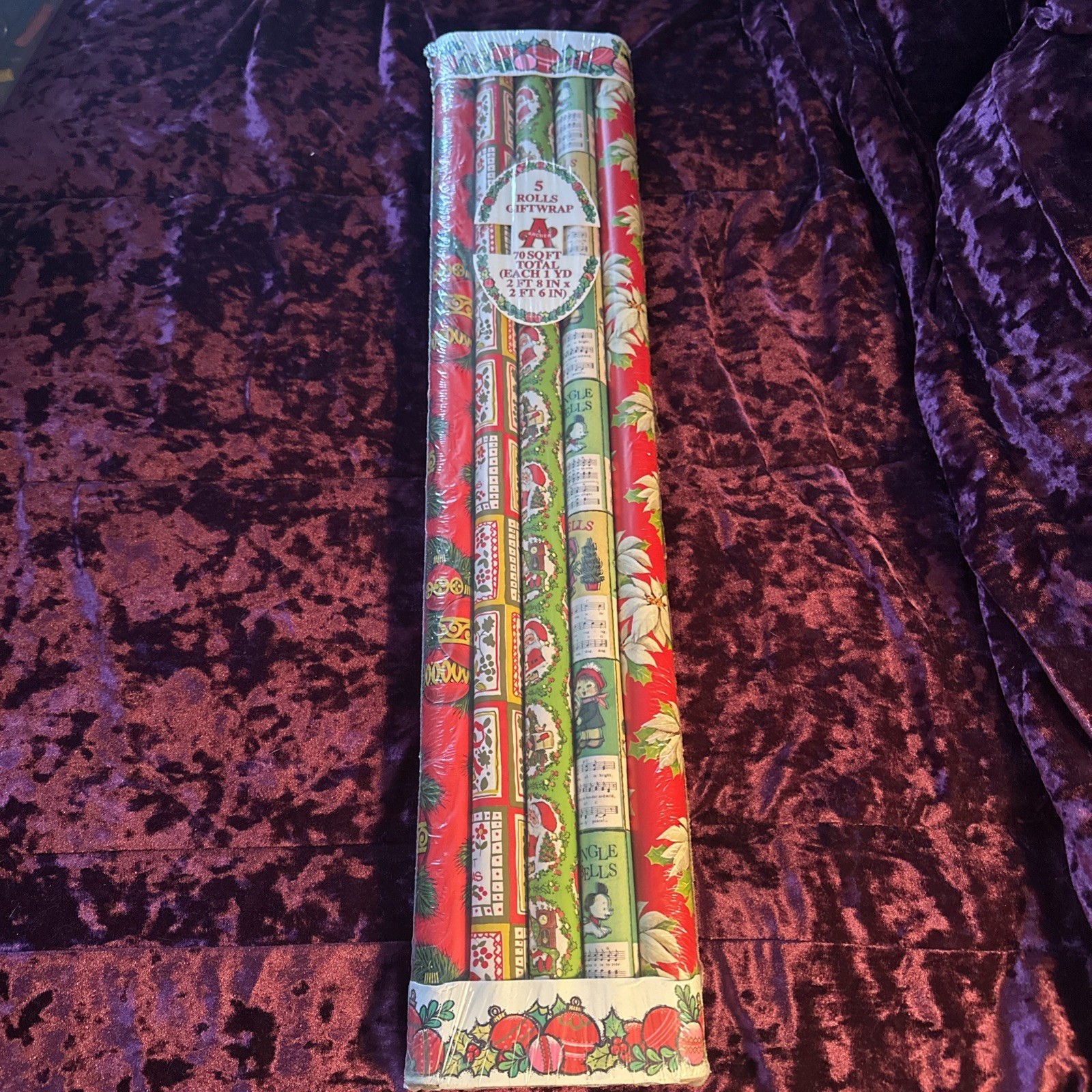 Vintage Christmas Wrapping Paper 5 Rolls