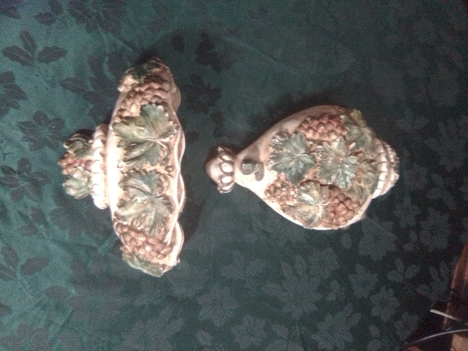 Rare Vintage Two-piece French Country Wall Decoration 1950s Grape Faux Water...