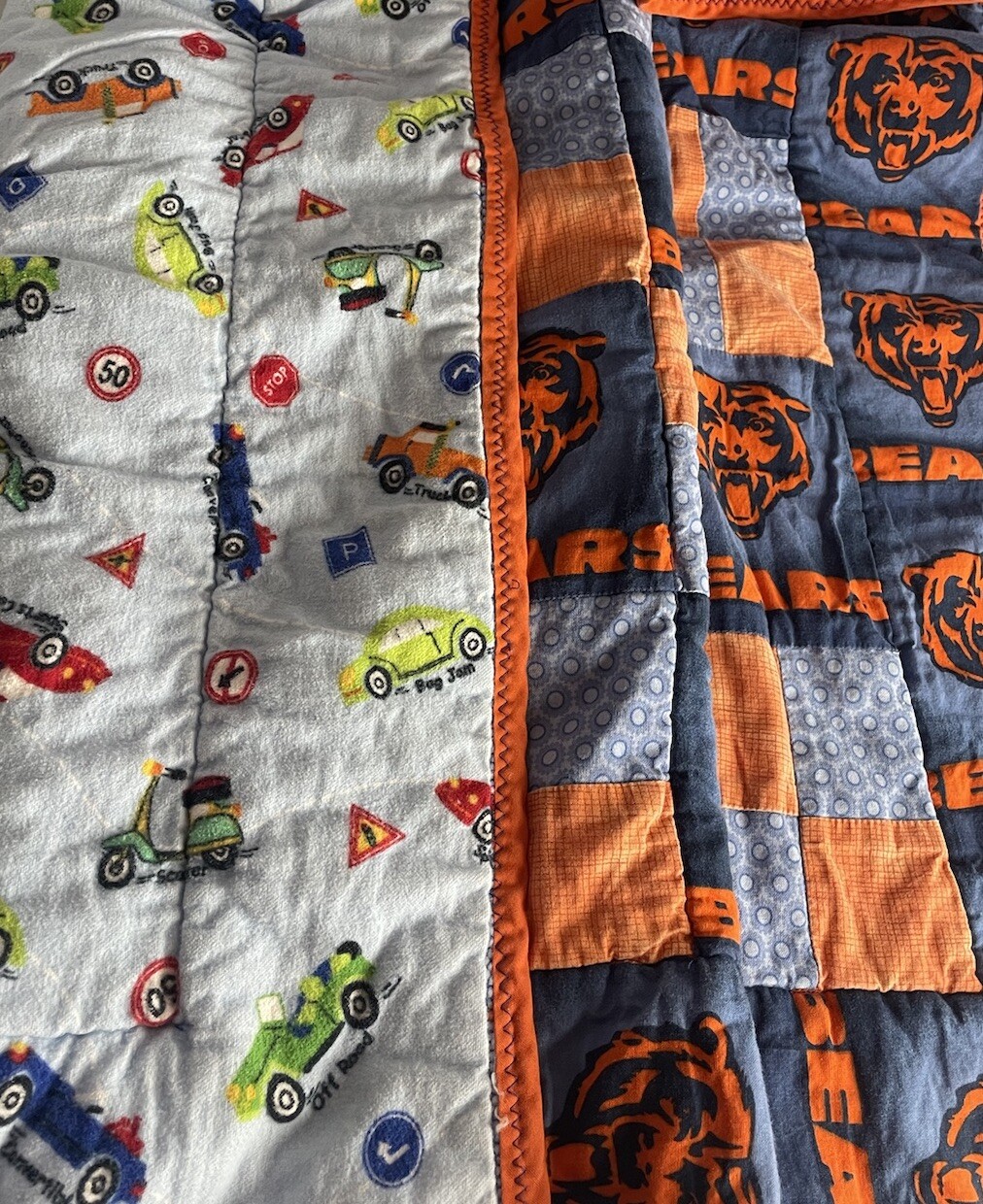 Baby Blanket NFL Chicago Bears Cars Trucks Crib Quilt Handmade 28 x 38”