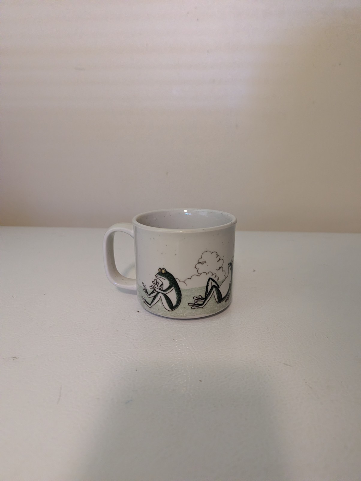 Vintage Otagiri Stoneware Mug Somersaulting Green Tree Frog W/ Frog In Cup New