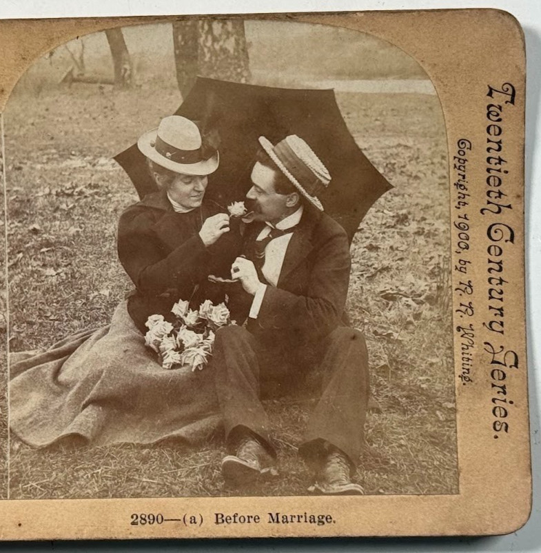 Before Marriage – A Romantic Couple Sharing a Tender Moment Stereoview Card