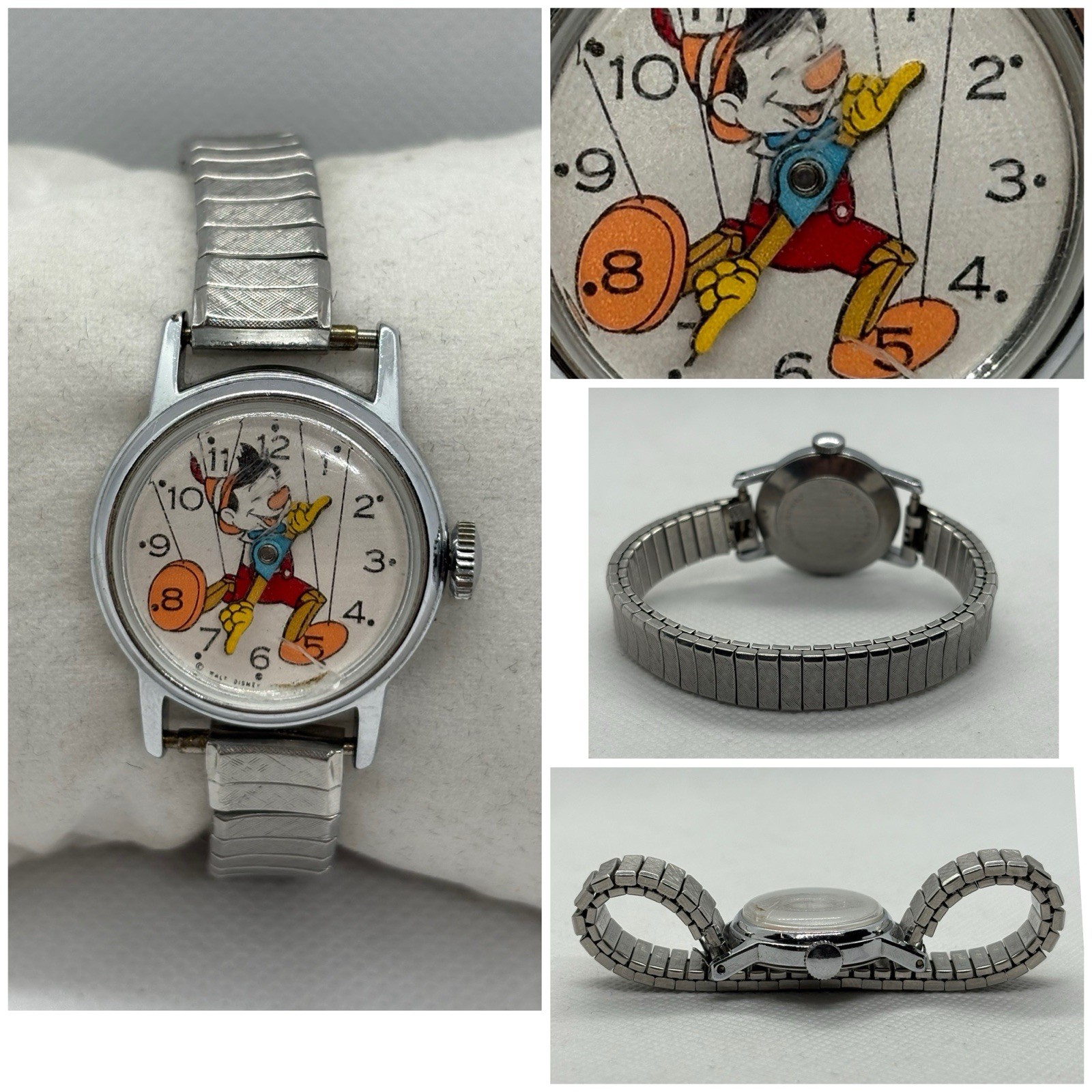 Vintage 1960s Timex Pinocchio Character Watch Walt Disney Productions Windup