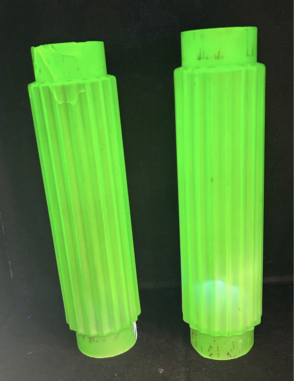 Art Deco Green Satin Uranium Glass Torpedo Skyscraper Bullet Boudoir Lamp Shades