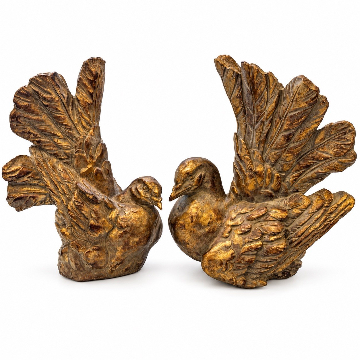 Vintage Antique Italian Dove Pair, Circa 1960s, Large Very Detailed Regency
