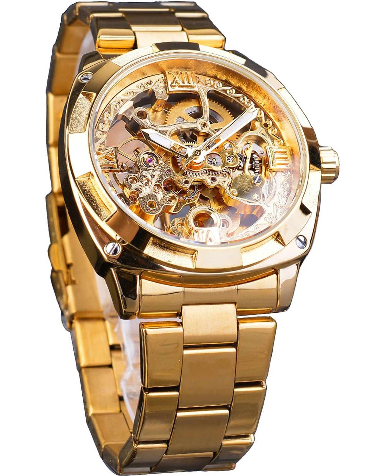 FORSINING Men\'s Luxury Skeleton Watch, Carving Hollow 41mm Big Dial with Squa... FORSINING Men\'s Luxury Skeleton Watch, Carving Hollow 41mm Big Dial with Squa...