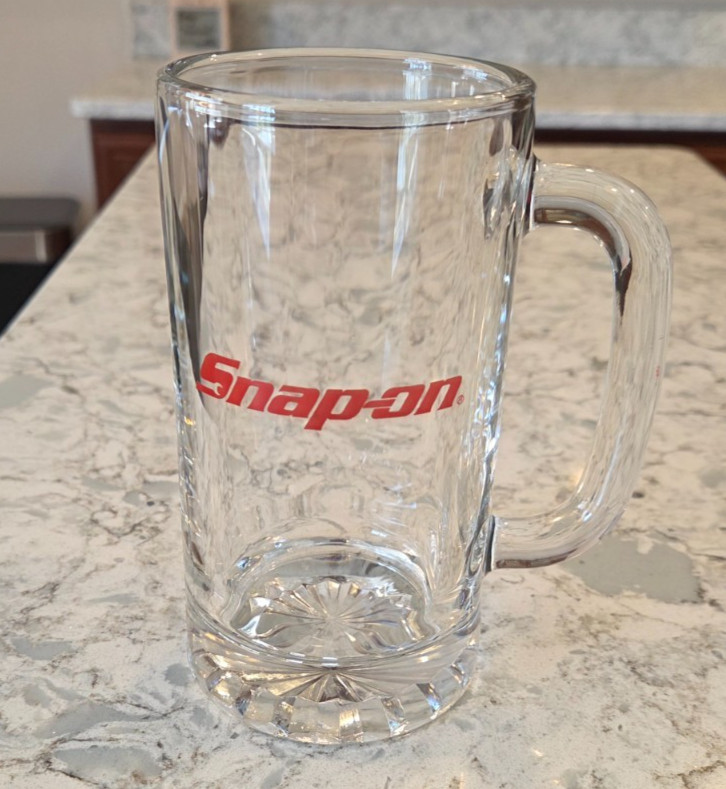 New Snap On Tools Glass Beer Stein Mug with Handle 6\ New Snap On Tools Glass Beer Stein Mug with Handle 6\