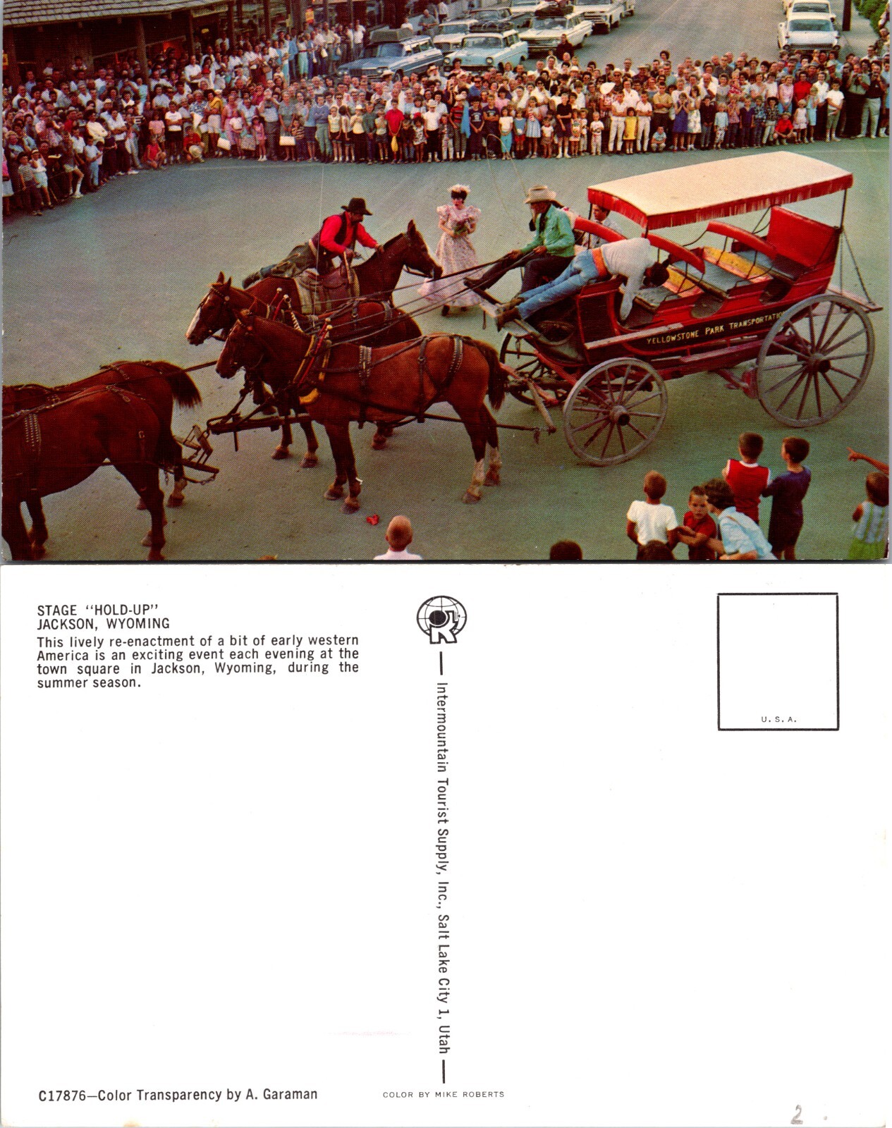 Stage Holdup Town Square Jackson Wyoming WY Postcard