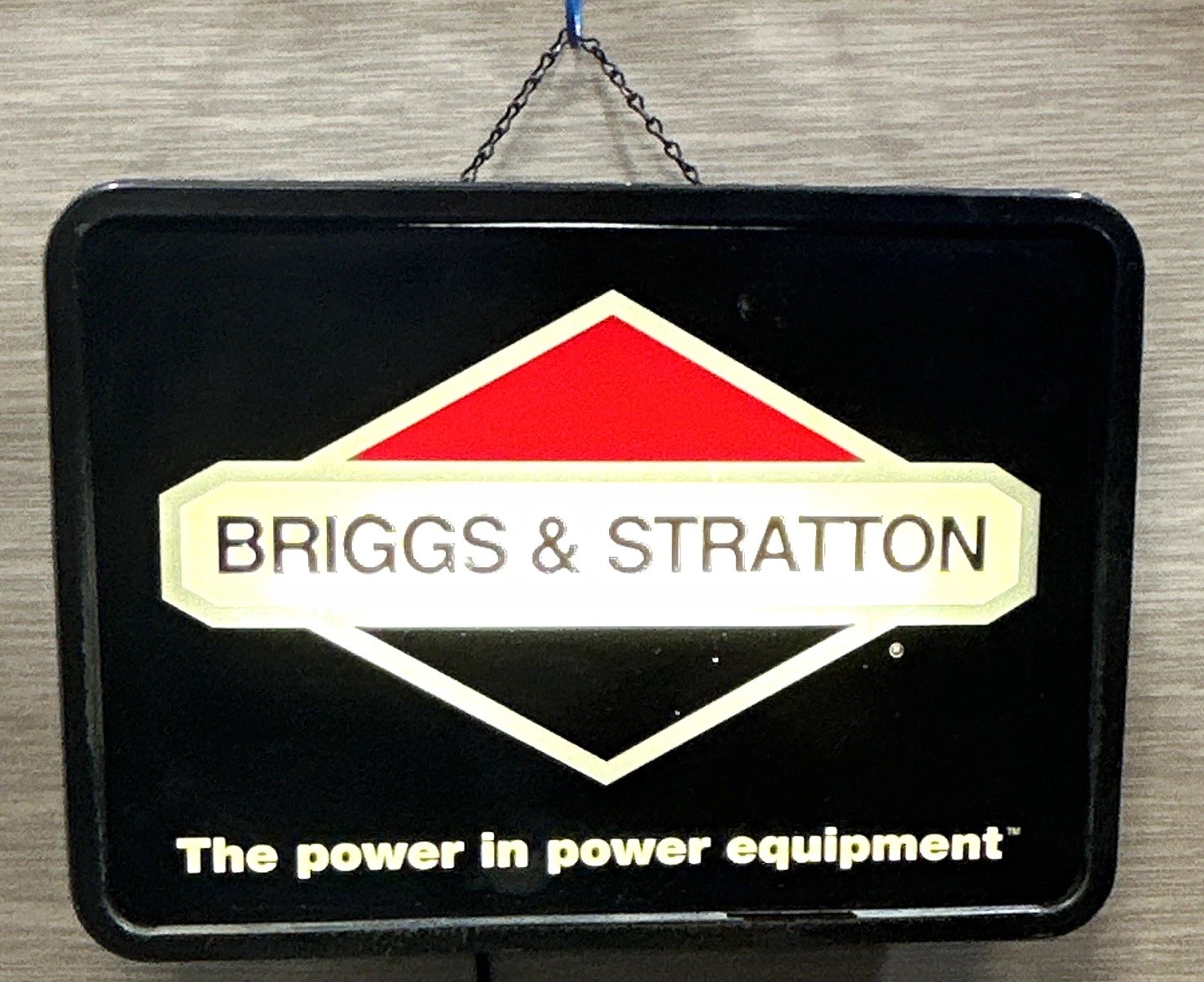 Vintage Briggs & Stratton Hanging Lighted Advertising Sign Black Red White-Works