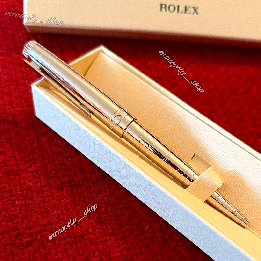 NEW Rolex Silver Scribe Platinum Wave Cut Ballpoint Pen Rare AD VIP Gift