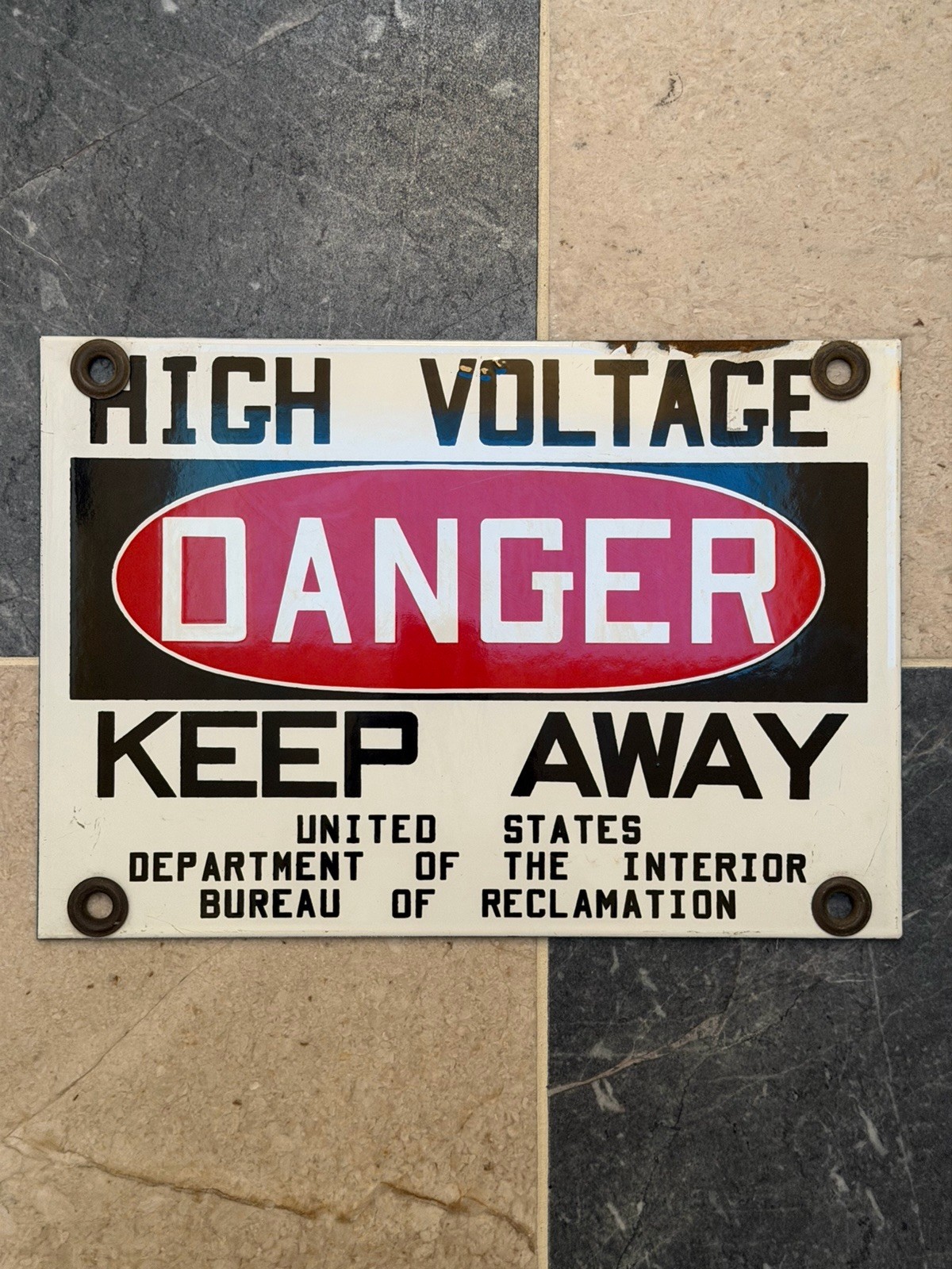 Vintage Danger High Voltage Keep Away Porcelain Sign 14” By 10”