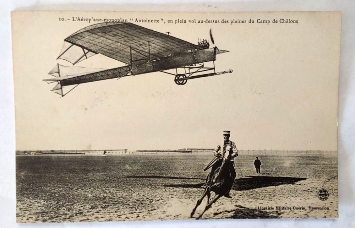 c.1910 Antoinette Monoplane Aviation Postcard Camp de Châlons France Unused