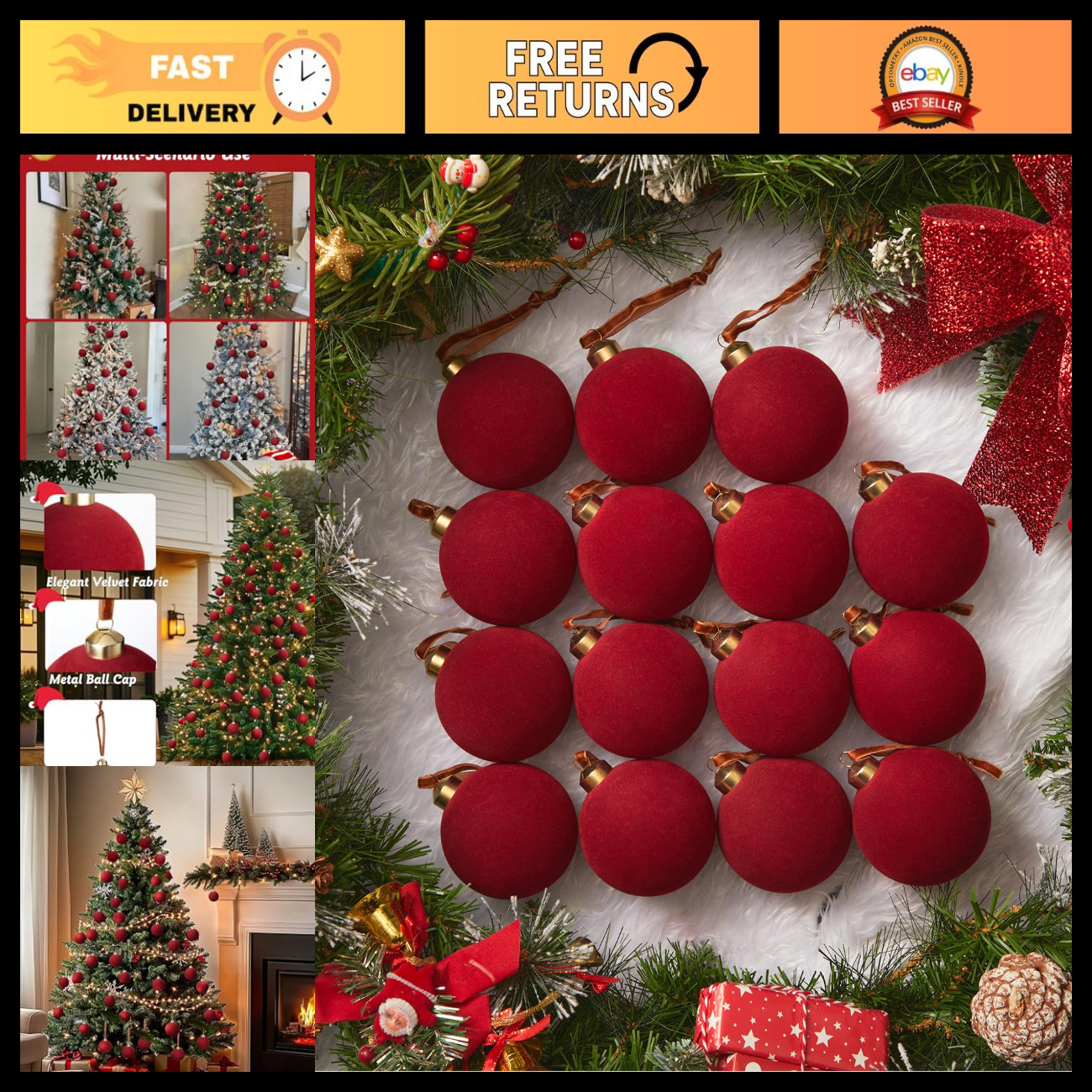 15 Pcs Red Velvet Christmas & Valentine\'s Ornaments, 3.15\