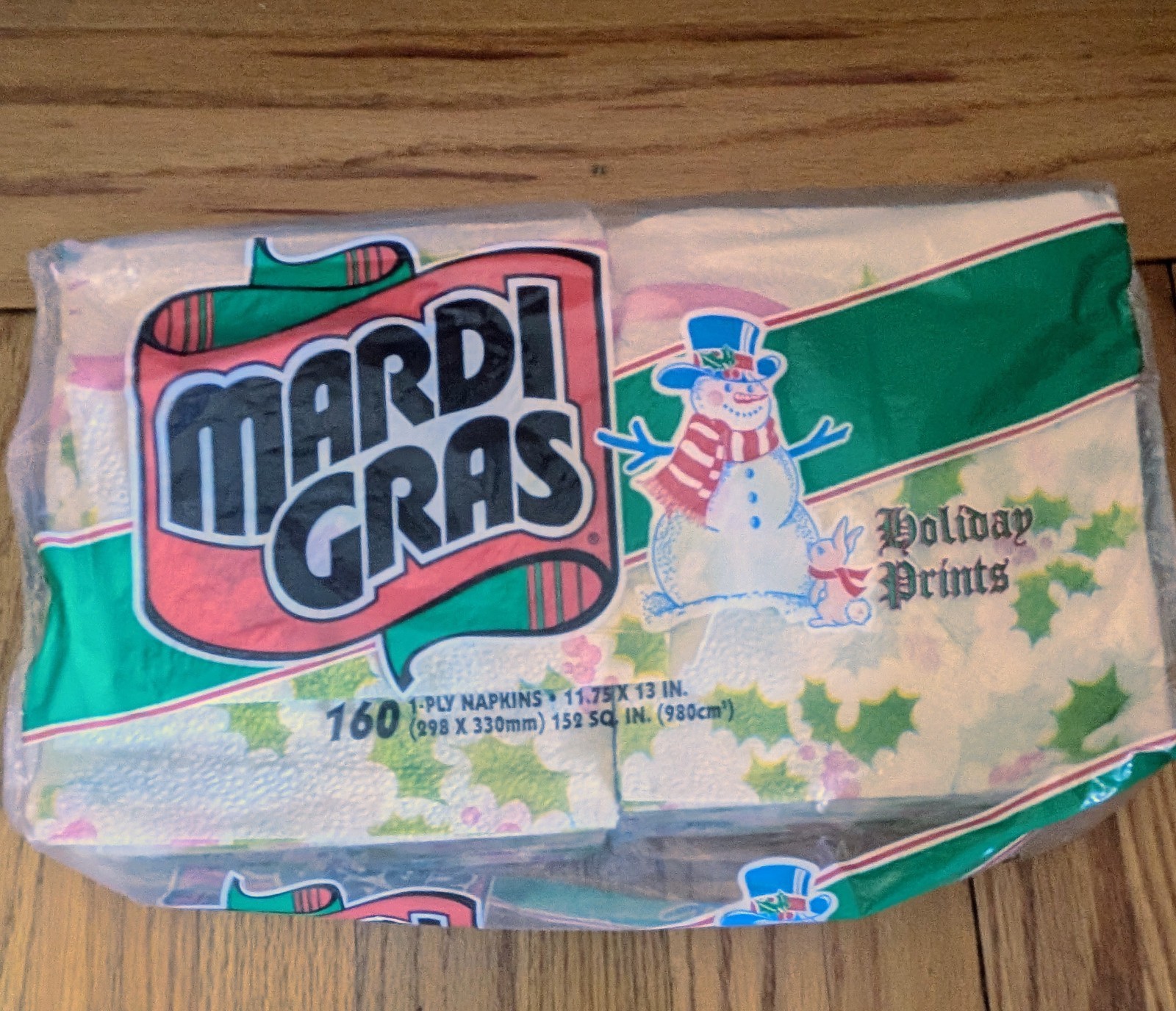 NOS Vintage Christmas Mardi Gras Holly Napkins 160Ct 1990\'s