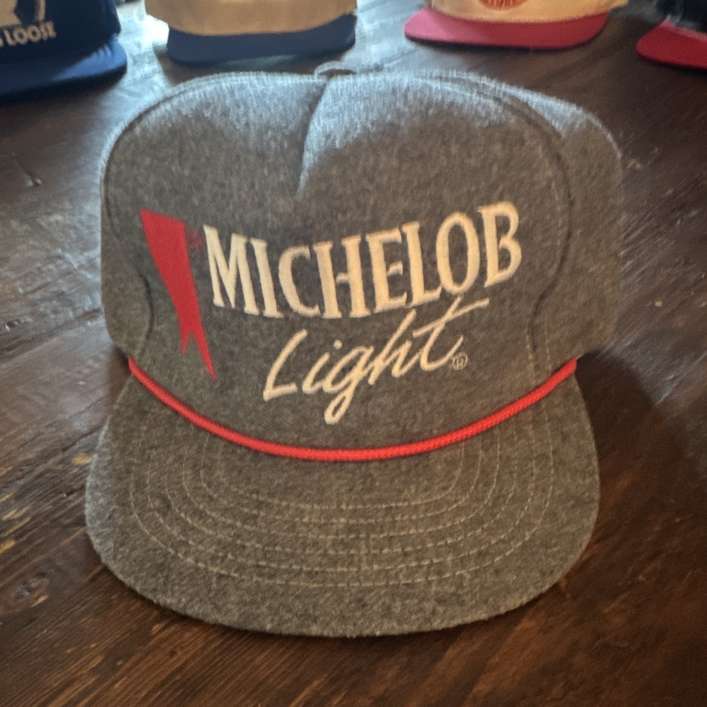 Vtg 80s MICHELOB LIGHT Hat Grey Wool Rope Cap Snapback Beer Promo Brand New NWOT