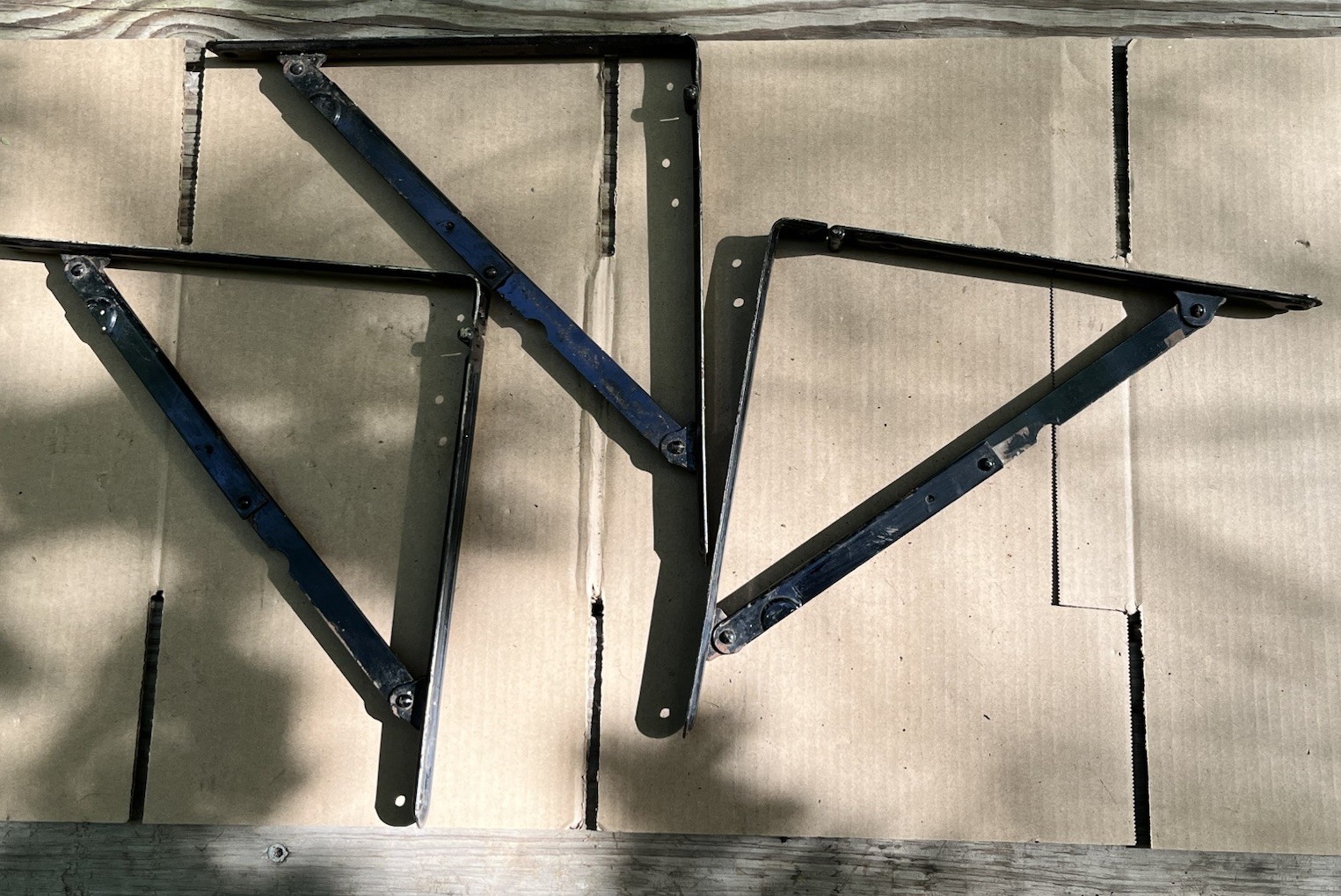 vintage stanley sweetheart locking folding shelf brackets 3 included