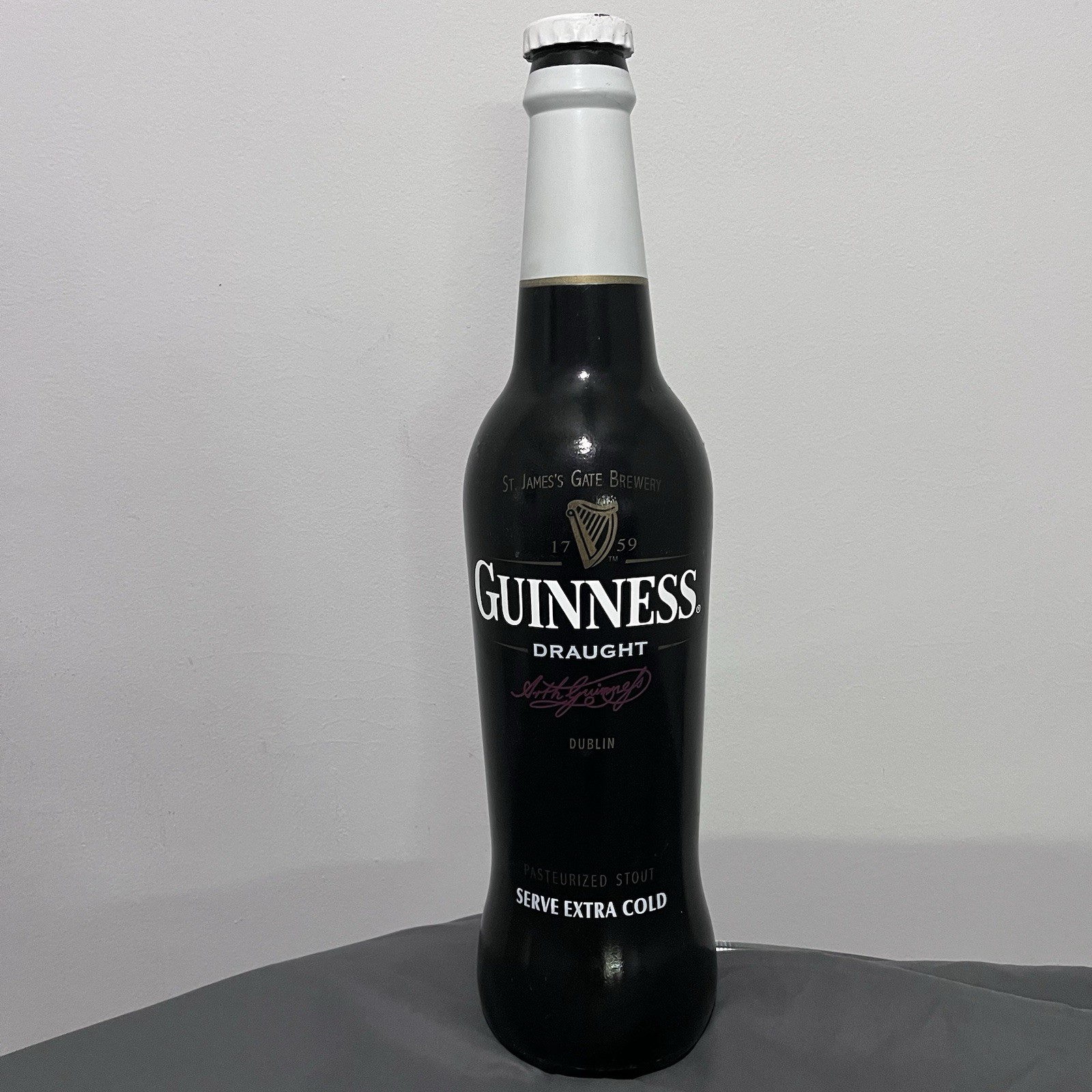 Guinness Dublin Bottled Draught Vintage Large Display Plastic Pub Bar Sign 21in