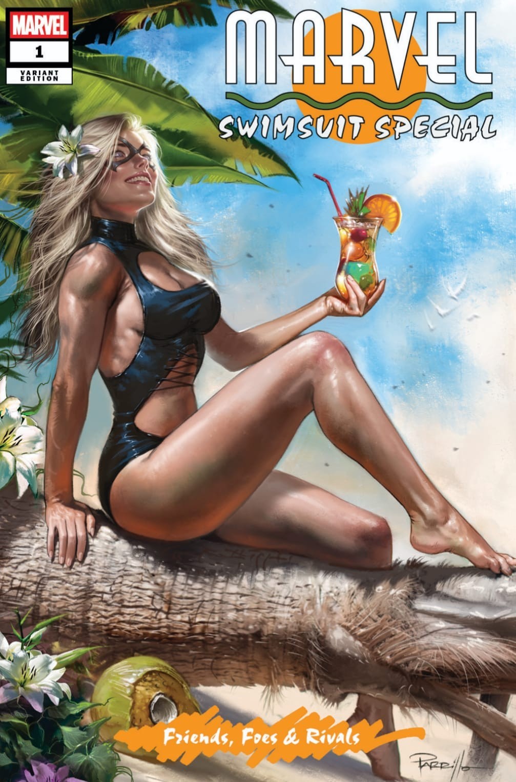 MARVEL SWIMSUIT SPECIAL FRIENDS FOES RIVALS 1 LUCIO PARRILLO TRADE VARIANT SDCC