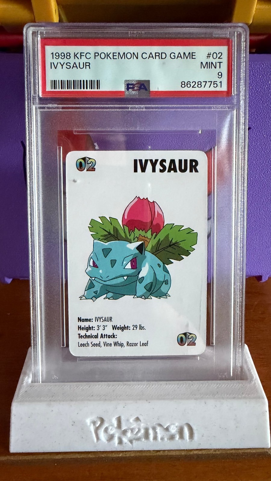 1998 KFC Pokemon Card Game Ivysaur #02 PSA 9 Mint