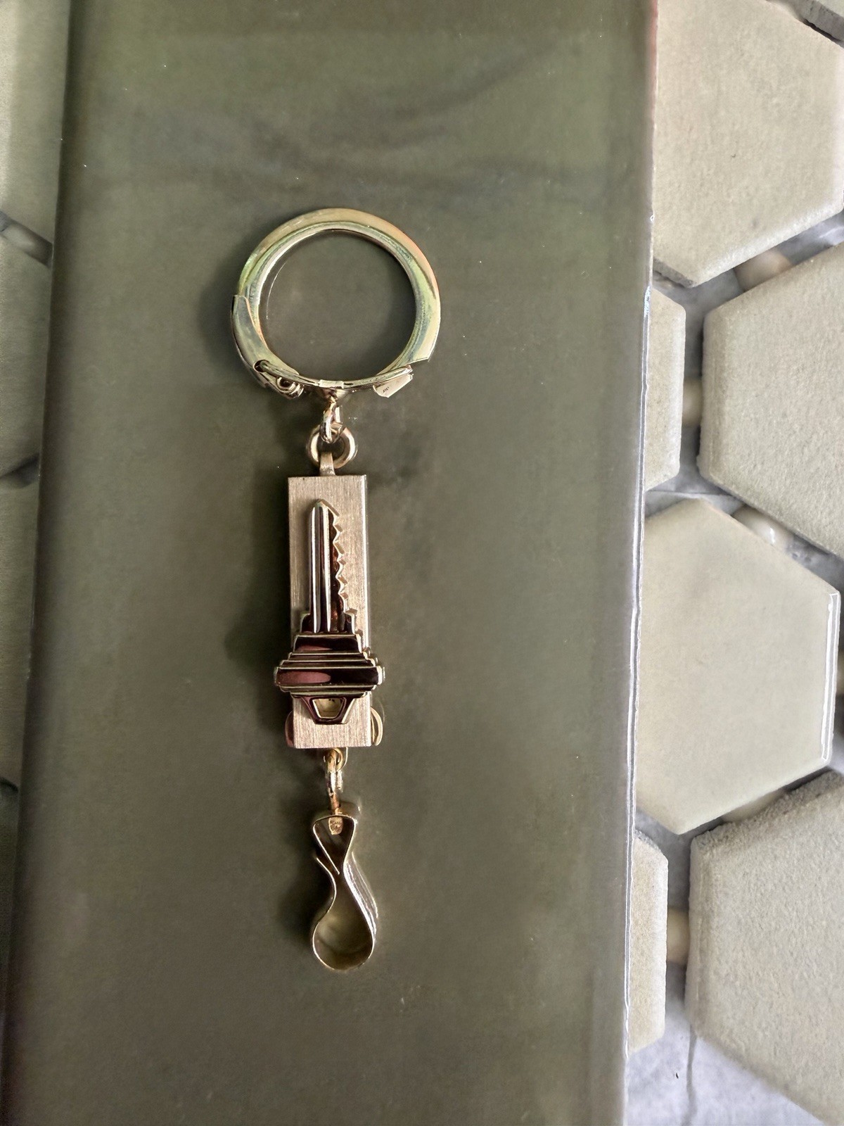 Vintage Schlage Key Gold Twin Lock Keychain by Anson