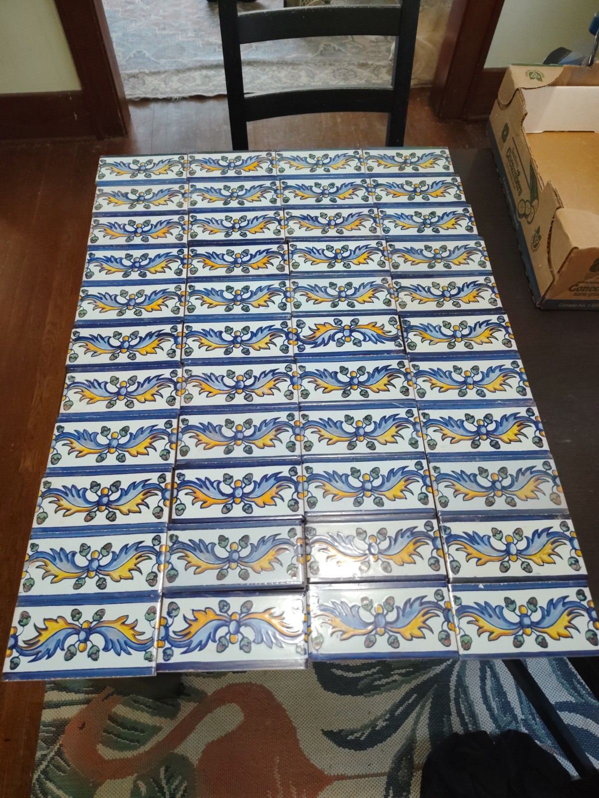 Vintage Hand Painted Spanish Border Tile Lot Of 44, 3\