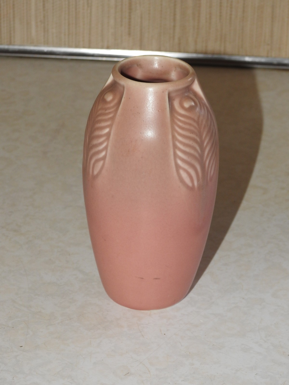 Antique Rookwood Peacock Feather Pink Pottery Vase 1926