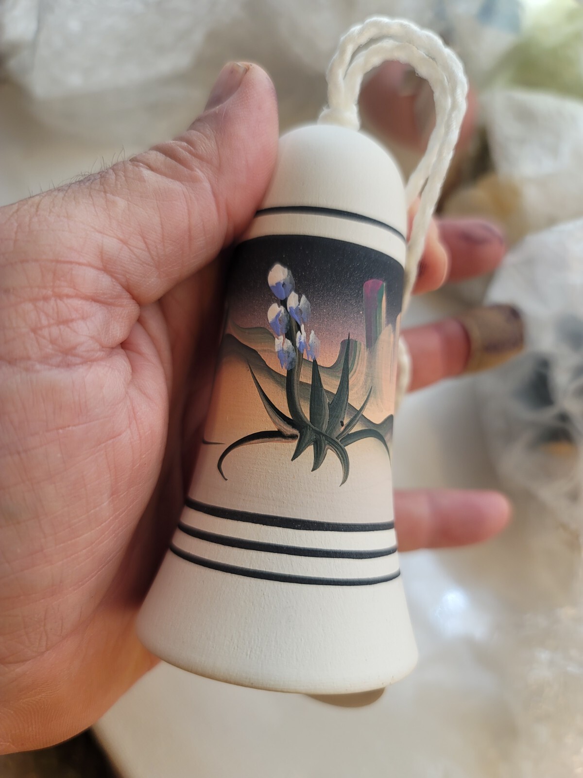 Vintage Hand Painted NEW WEST POTTERY BELL 5\