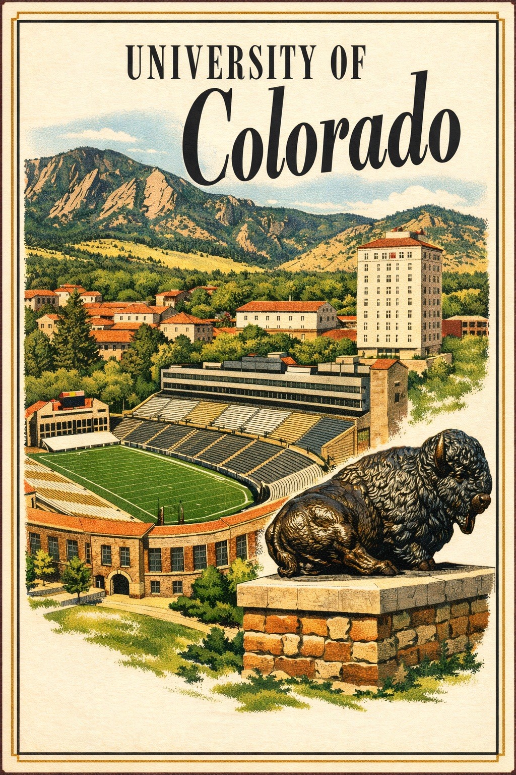 🏫 University of Colorado Vintage Art Poster - 24x36” Premium Art Print 200GSM