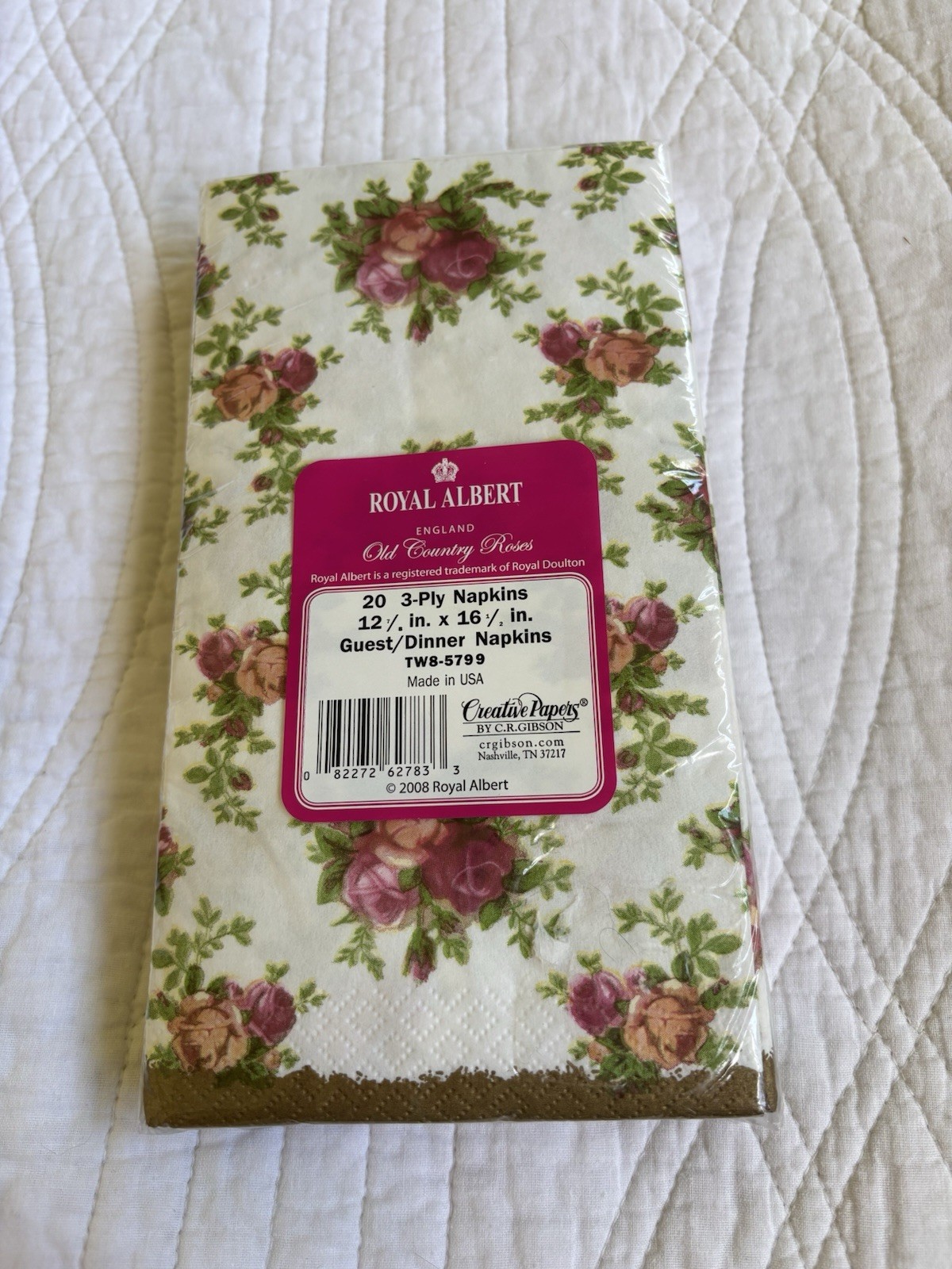 VTG NEW Royal Albert Old Country Roses 3-Ply 20 Dinner Napkins 12 7/8