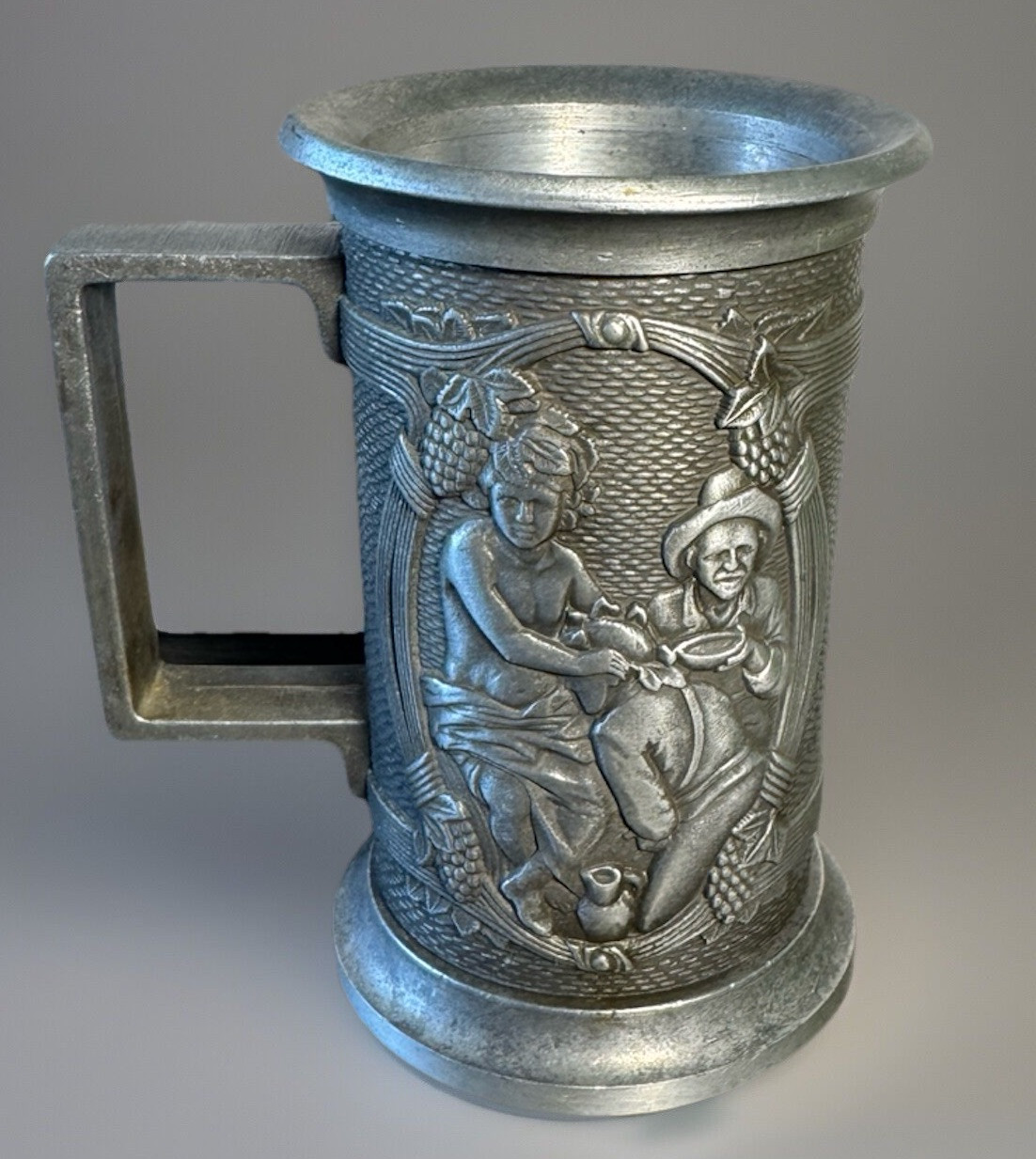 vintage castleware pewter mini beer stein w/ handle 4.5 inches tall