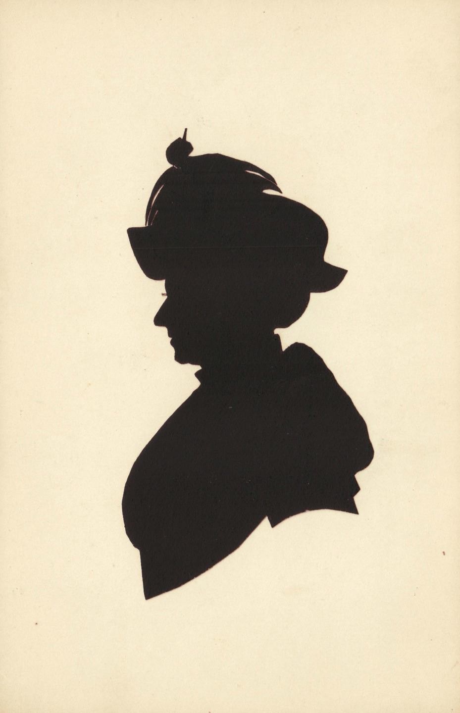 Antique Edwardian Hand Cut Paper Silhouette Postcard Mature Aristocratic Lady