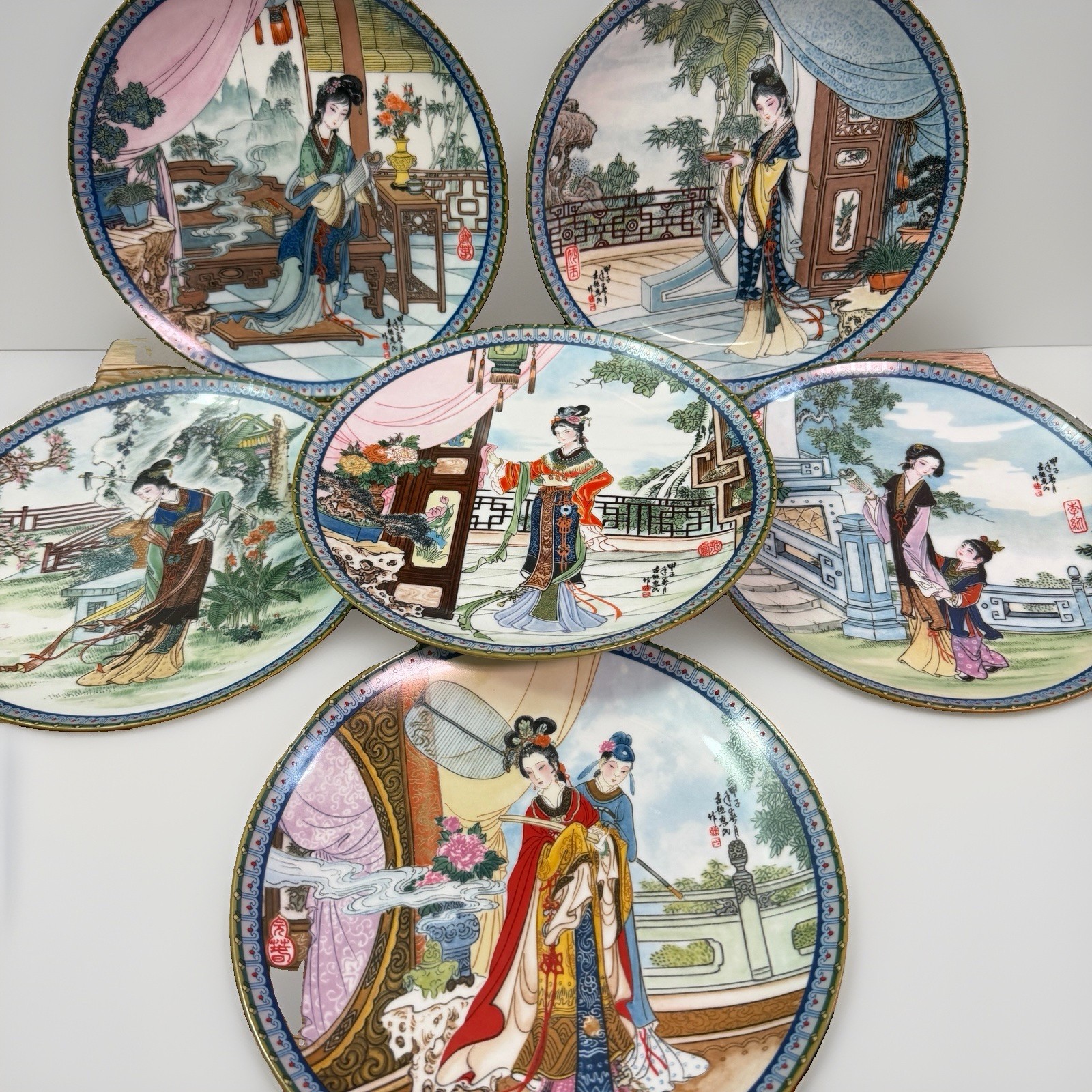 VTG 1986 Imperial Jingdezhen Porcelain Beauties of Red Mansion Set of 6 Plates