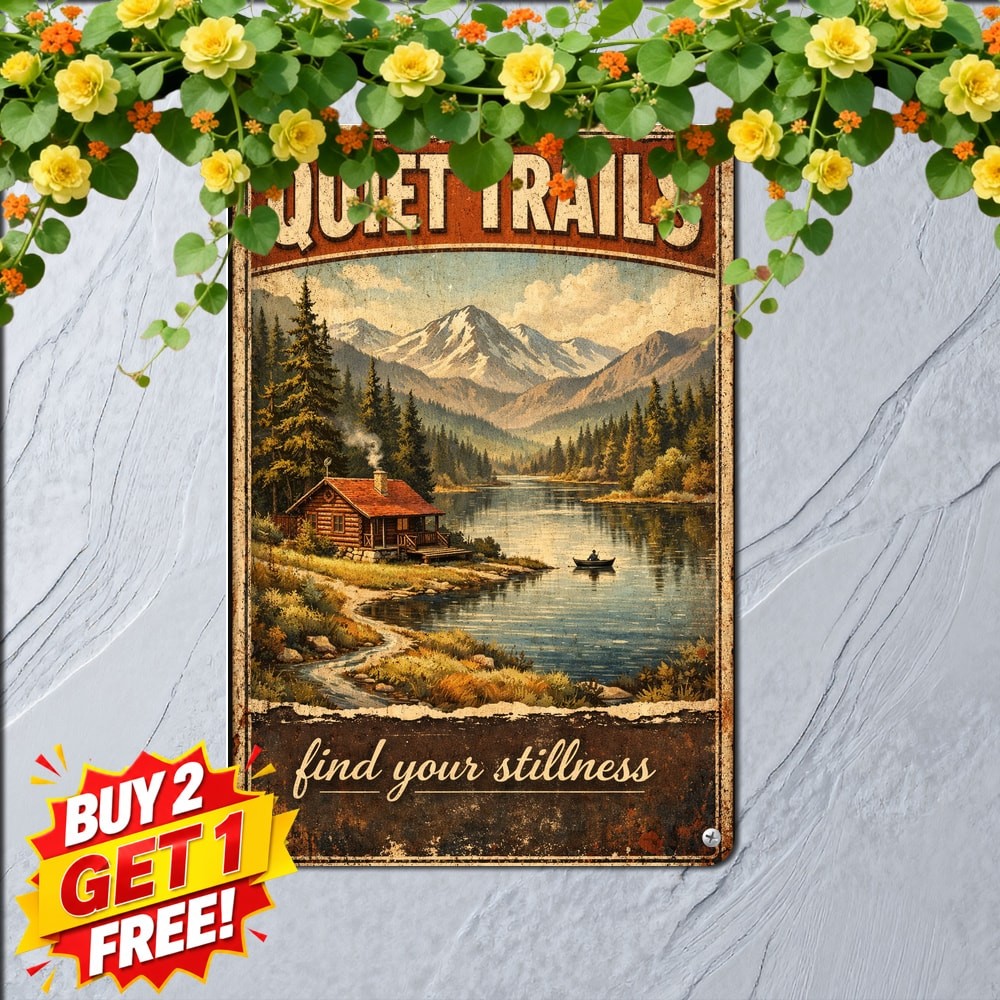 Rustic Cabin Accessories Mountain House Decor Metal Tin Sign Plaque
