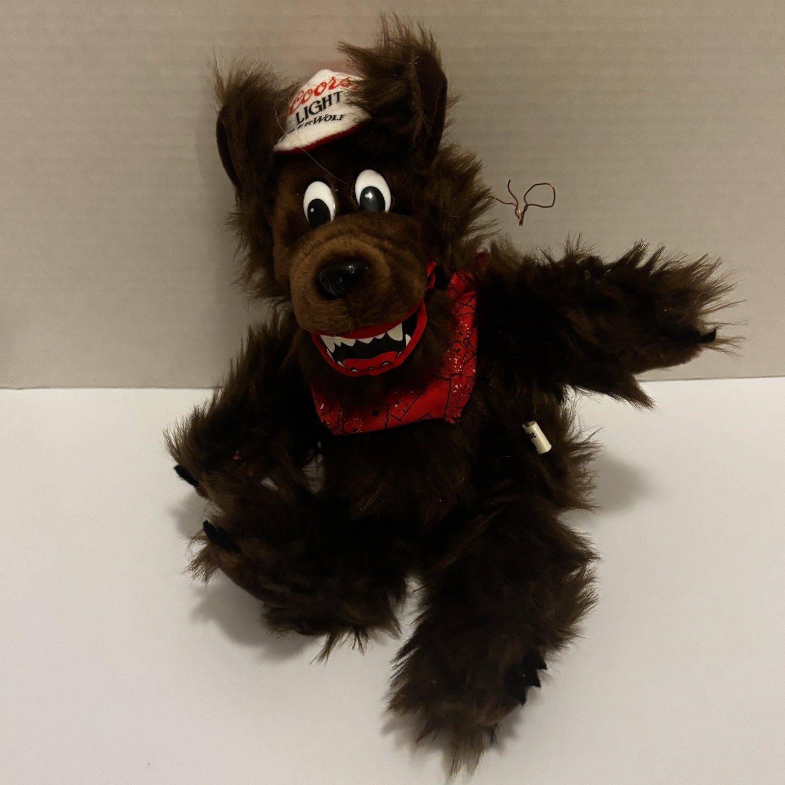 Vtg Rare Coors Light Beer Plush Stuffed Animal Wolf W Bandana Mascot READ