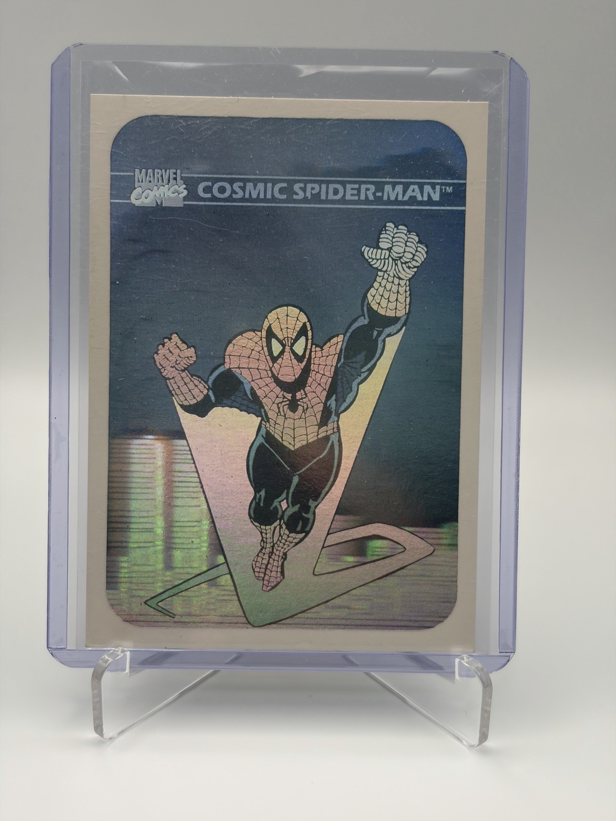 1990 marvel universe cosmic spiderman hologram