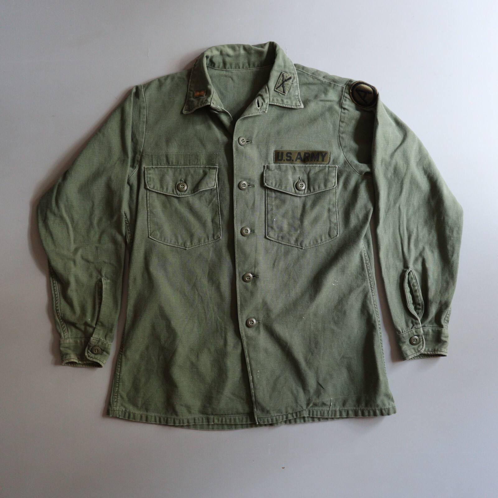 Vtg Military Shirt Mens medium Vietnam War Era Green OG 107 Utility 1960s 60s