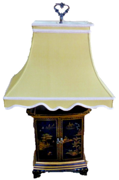 Vintage Chelsea House Asian Style Table Lamp Bronze Chinoiserie Finish and Shade
