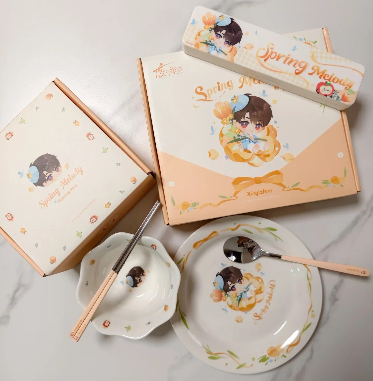 Love and Deepspace Caleb Cosplay Ceramic Plates Bowl Stainless Steel Tableware
