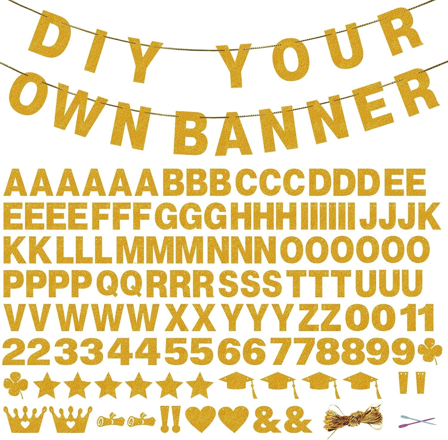 131 PCS Custom Banner Glitter DIY Letter Banners Personalized Banner for Birt... 131 PCS Custom Banner Glitter DIY Letter Banners Personalized Banner for Birt...
