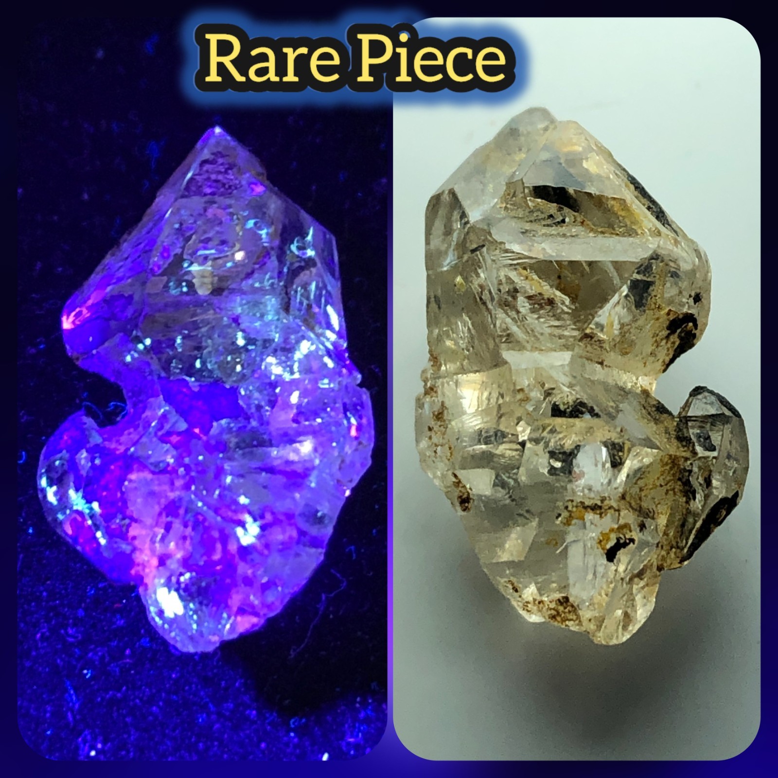 Natural Well Terminated Petroleum Quartz Crystal Highly Uv Flourecent 11.35 Crt