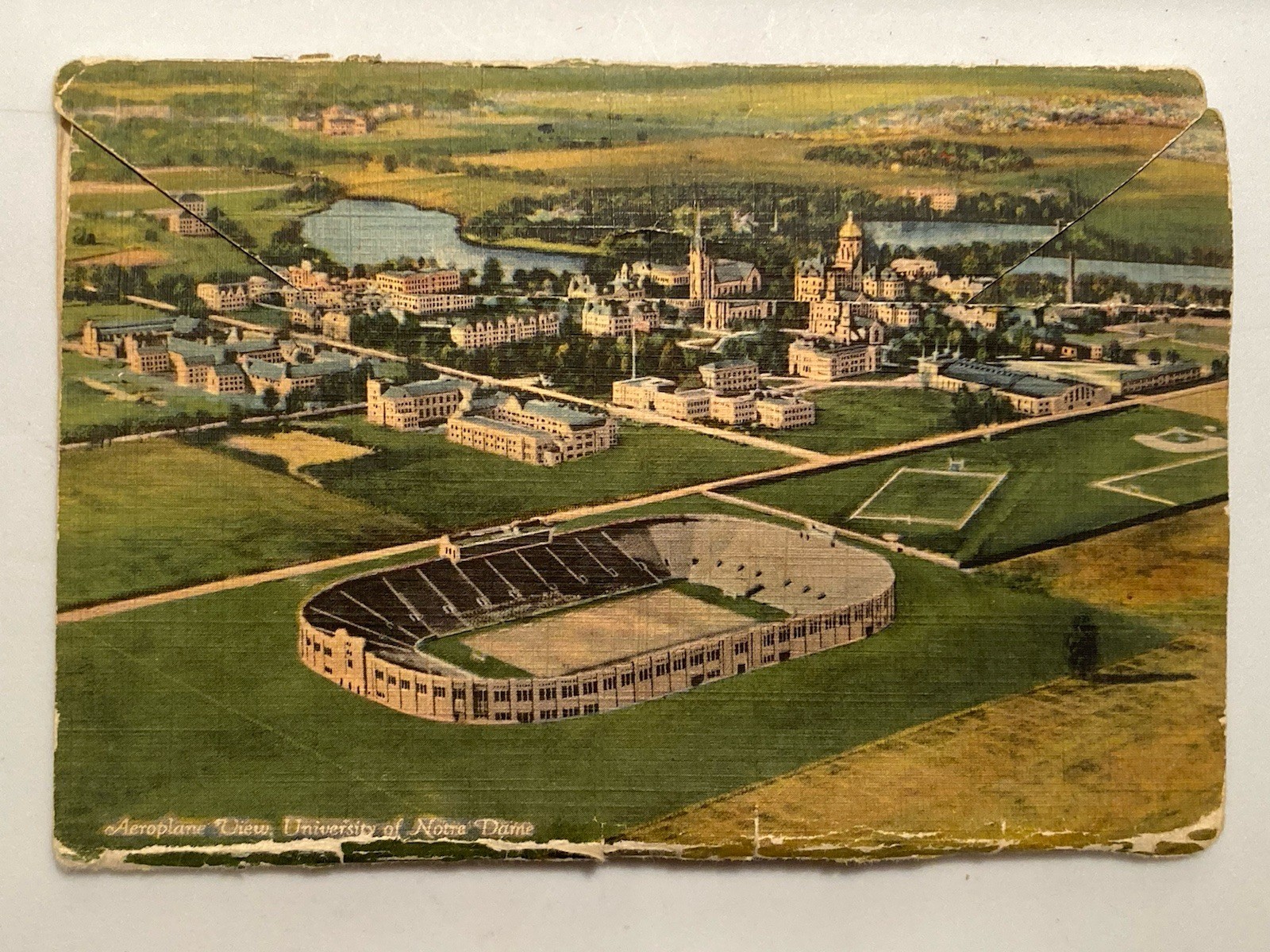 Vintage University of Notre Dame Souvenir Postcard Folder & 18 Postcards C. 1936
