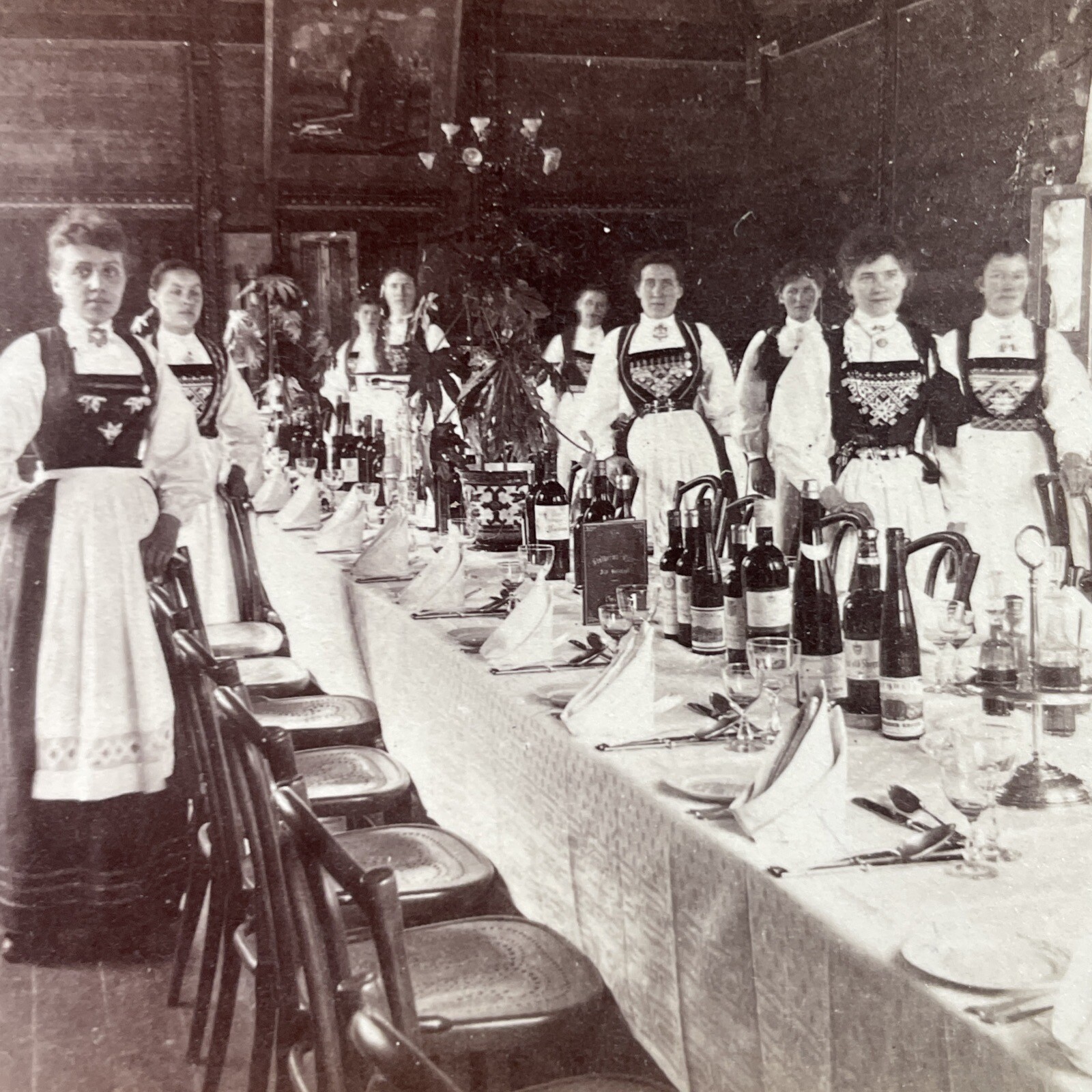 Stalheim Hotel Waitresses Stereoview Underwood & Underwood 1894 Norway