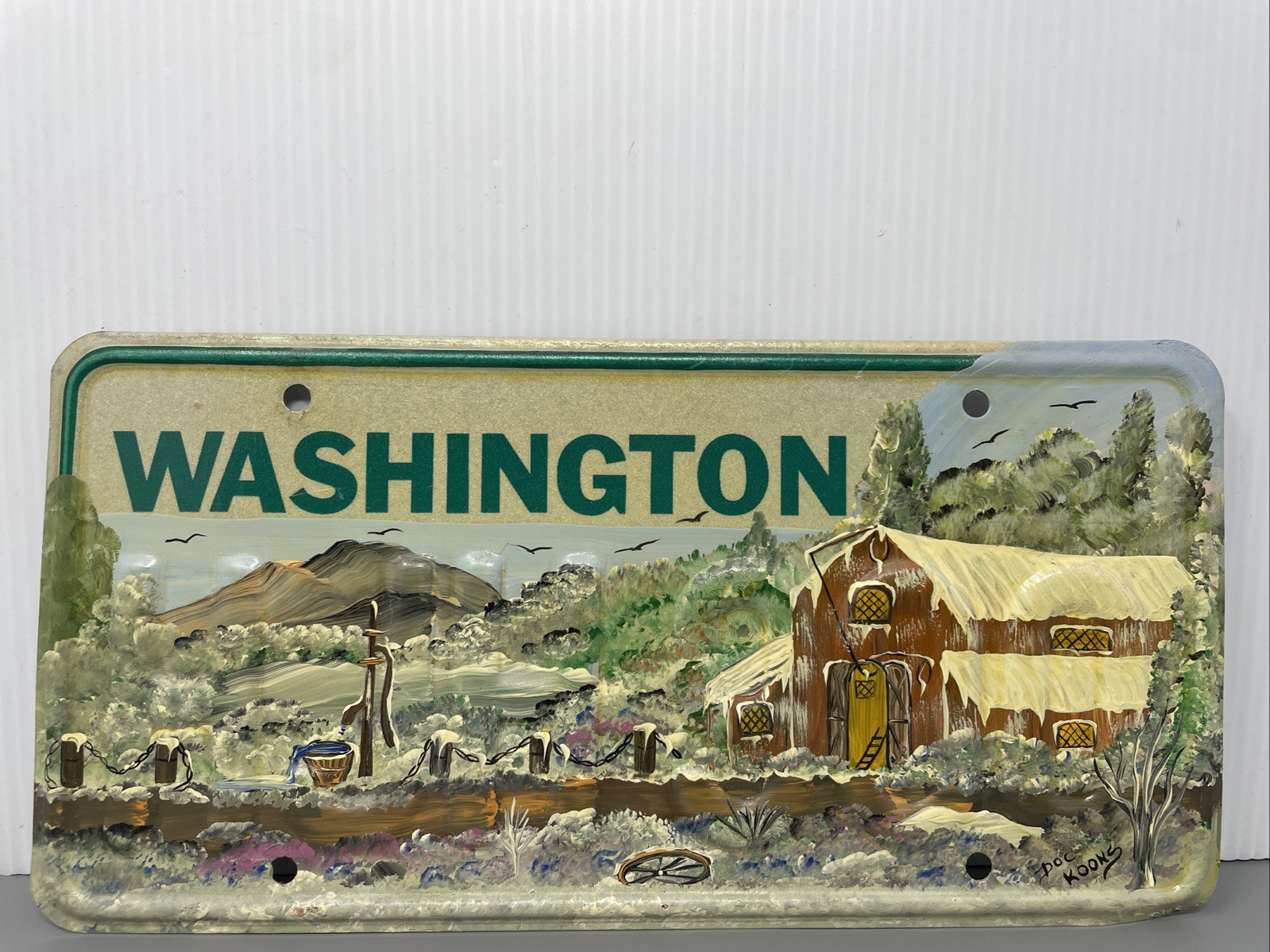 Vintage Washington State License Plate 1983 - 1986 designed & Signed