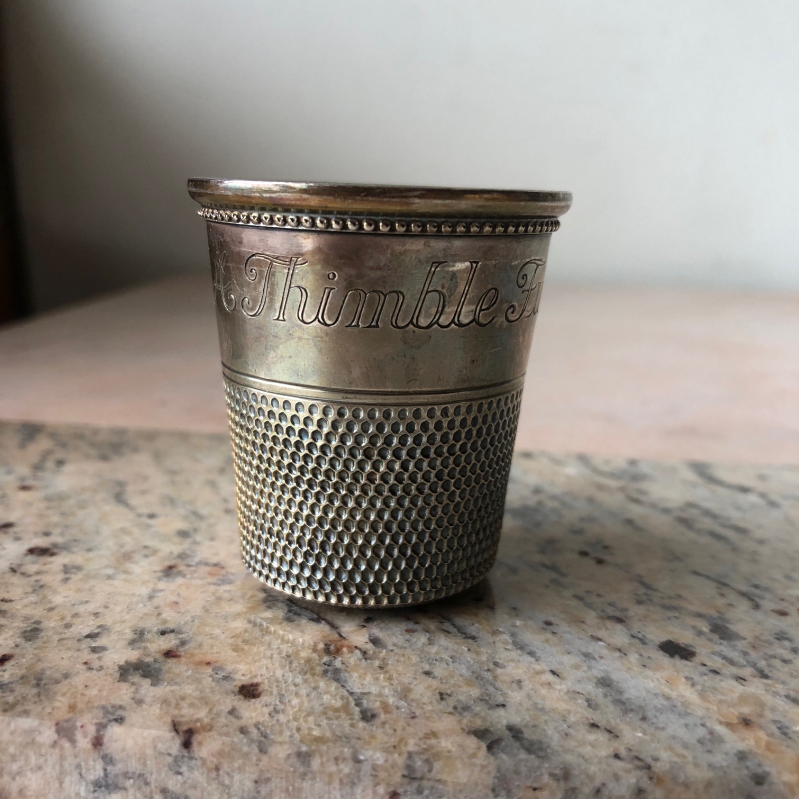 Antique Sterling Silver Sewing Thimble Cup  \