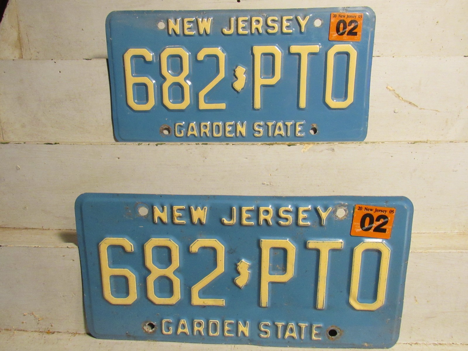 Pair of 1980s Era NEW JERSEY  LICENSE PLATES # 682-PTO